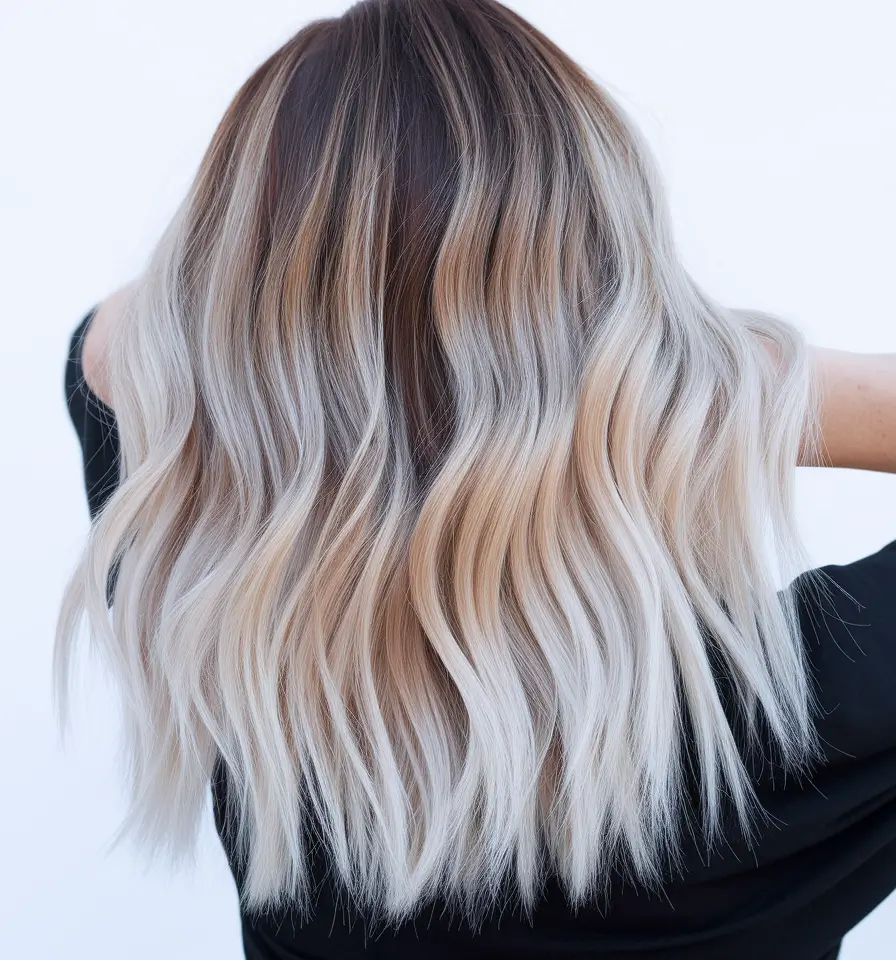 Trendy Ombre Hair Colors Ash Blonde Ombre for Long Waves H2