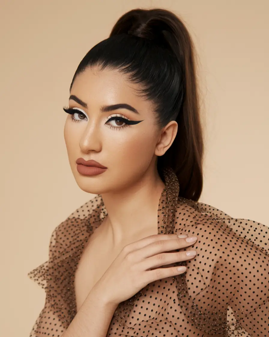 easy summer ponytails for long hair Dramatic High Ponytail with Bold Liner