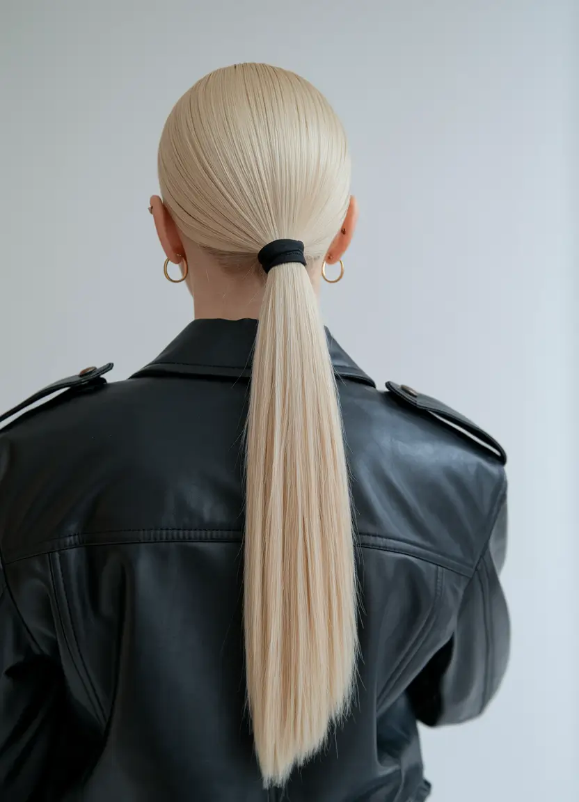 slick back Minimalist Low Ponytail with a Modern Edge