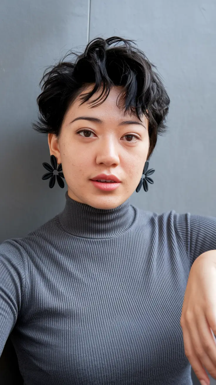 trendy summer short hair Textured Crop with Tousled Bangs