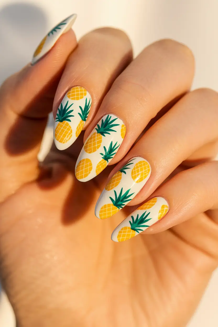 tropical vacation nails ideas 2025+Fresh Pineapple Punch