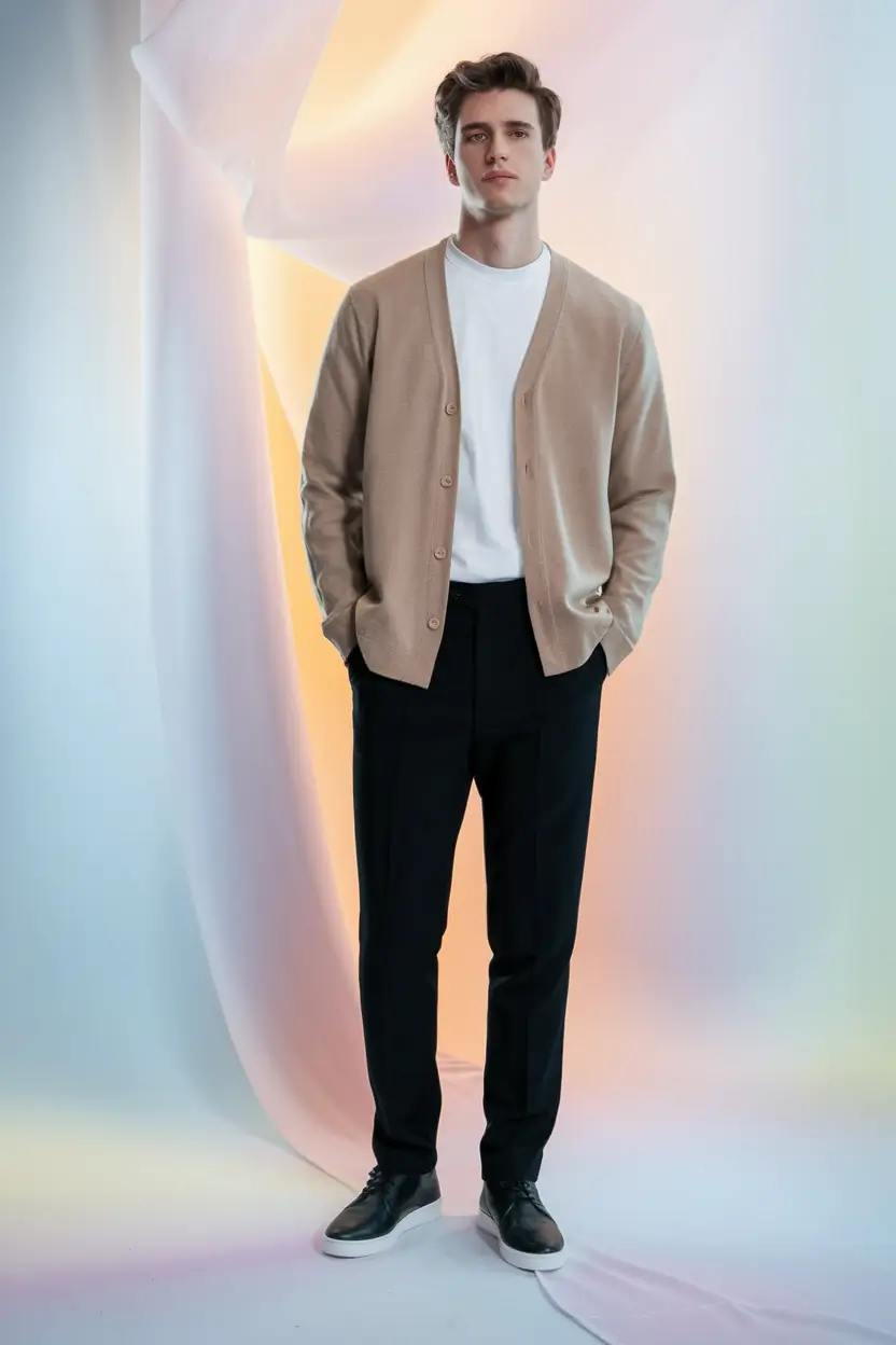 men-business-casual-fall-outfit-2025-Laid-Back-Sophistication-with-Cardigan-Flair