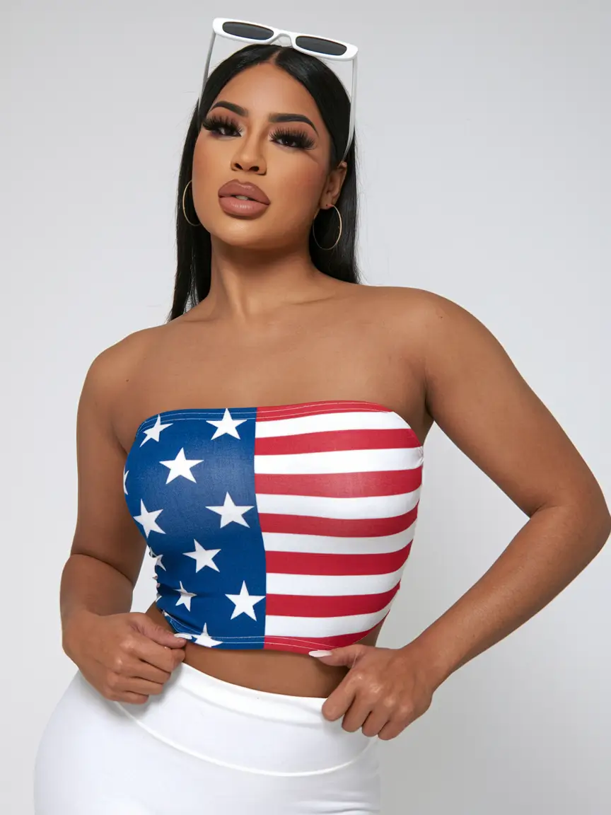 4th of july outfits ideas 2025 Star-Spangled Crop with Minimalist Vibe