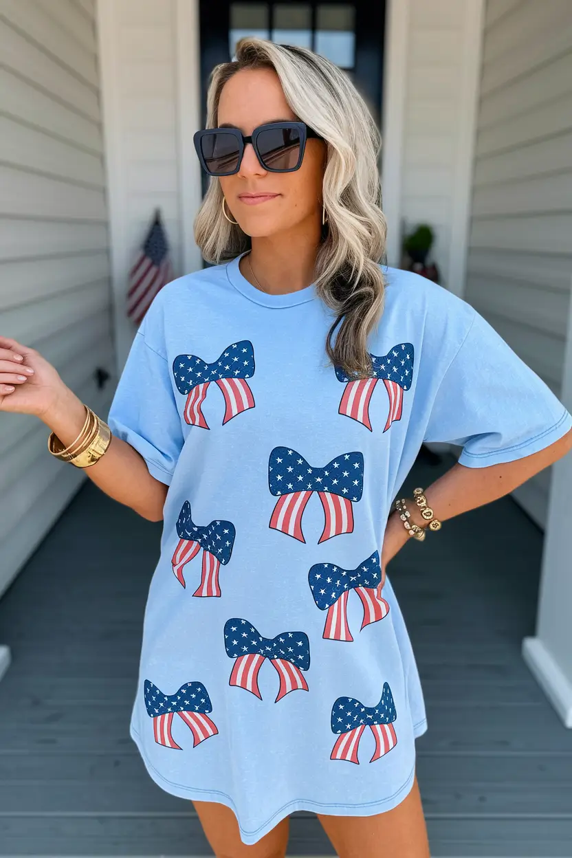 4th of july outfits ideas 2025 Cute Bows and Oversized Ease