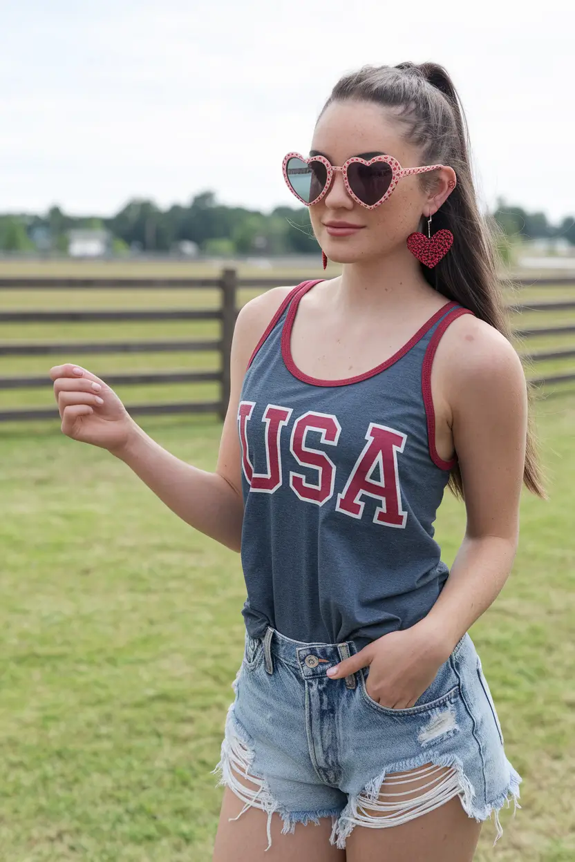 4th of july outfits ideas 2025 Sweetheart Statement with a Sporty Twist