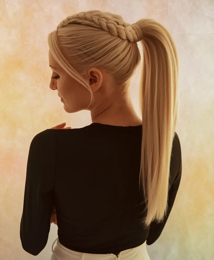 back to school hairstyles - cute ideas 2025 Wrapped Ponytail with Braided Base