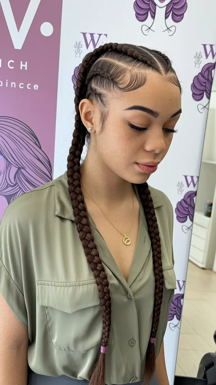back to school hairstyles - cute ideas 2025 Feed-In Cornrows with Laid Edges