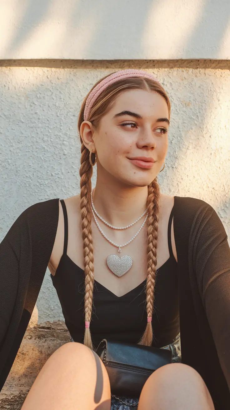 back to school hairstyles - cute ideas 2025 Laid-Back Double Braids with Headband