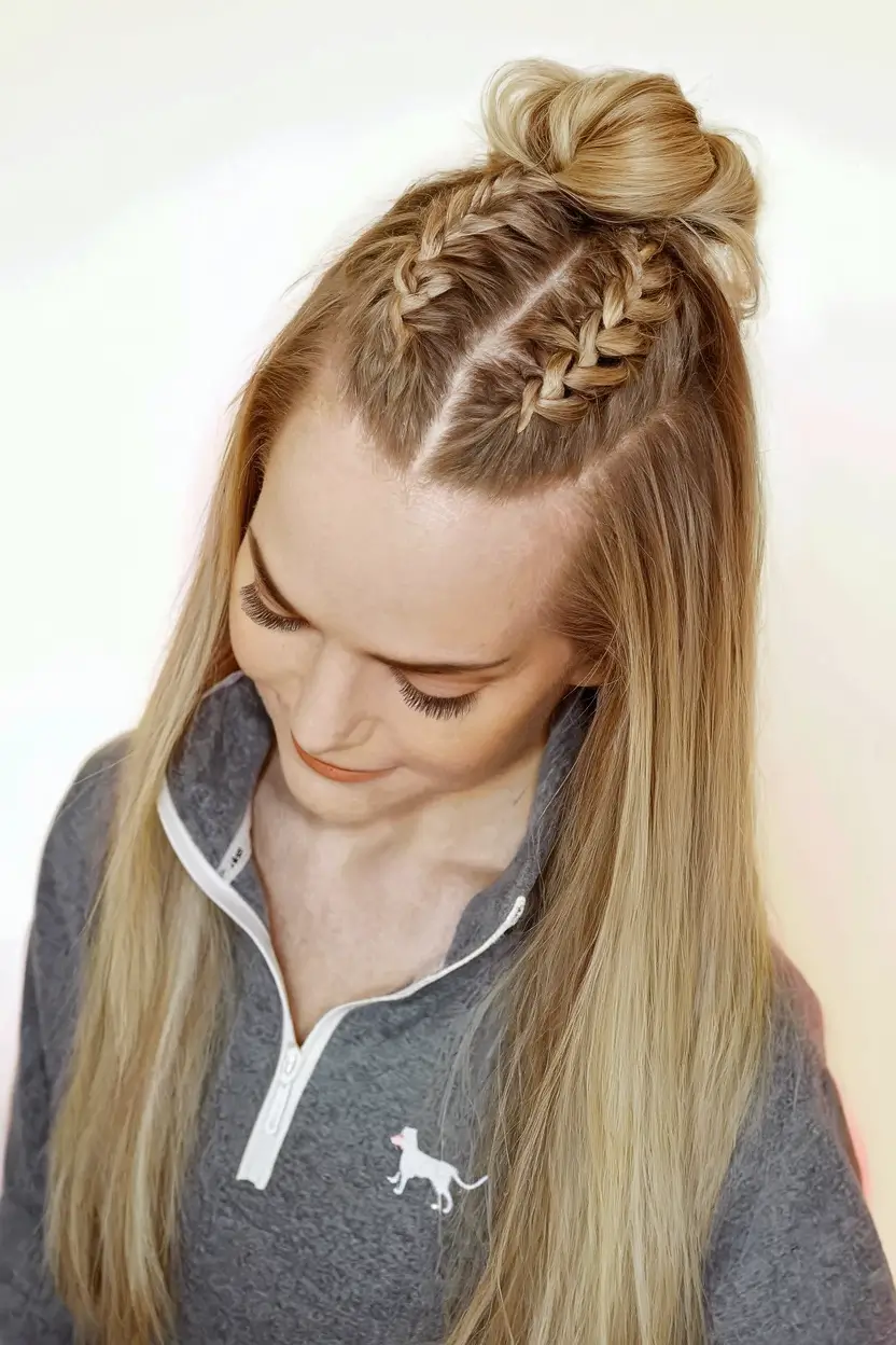 back to school hairstyles - cute ideas 2025 Half-Up Braided Crown