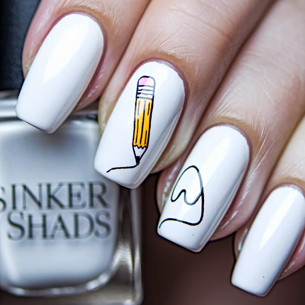 back to school nails - cute ideas 2025 Pencil It In