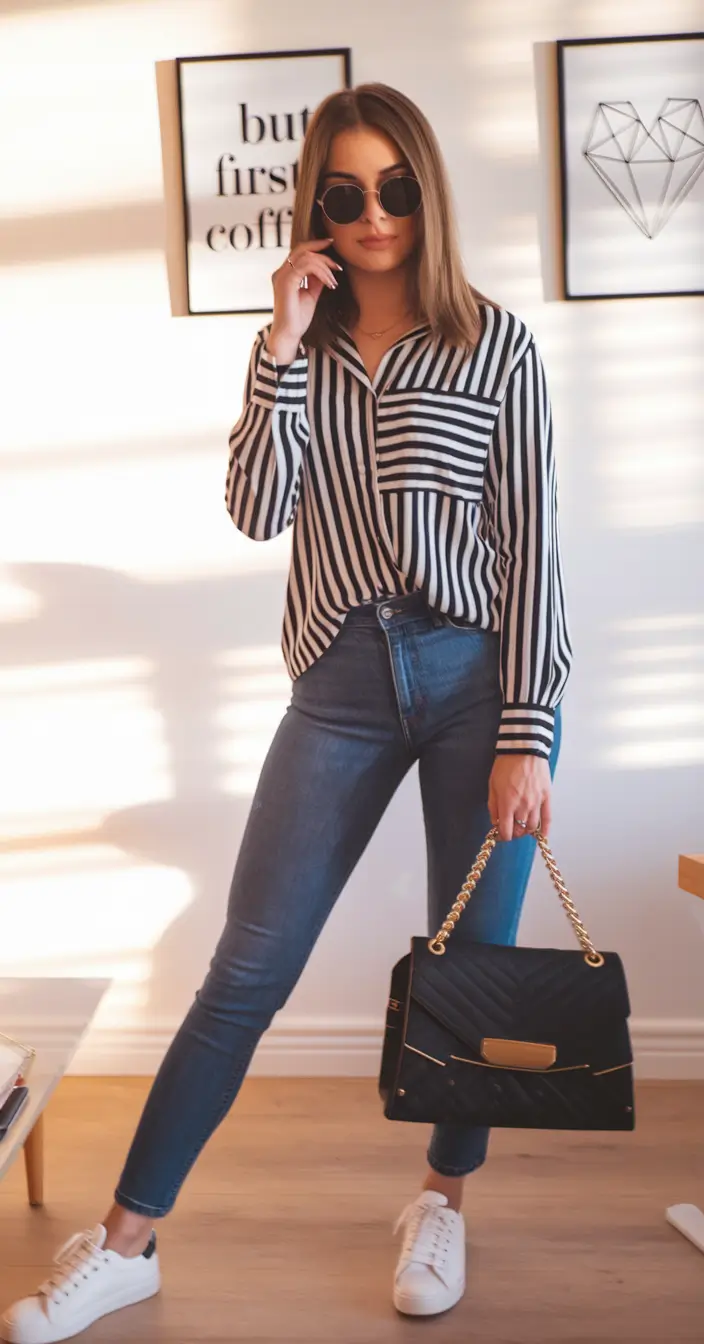 back to school outfits - cute ideas 2025 Striped Confidence and Classic Skinny Jeans