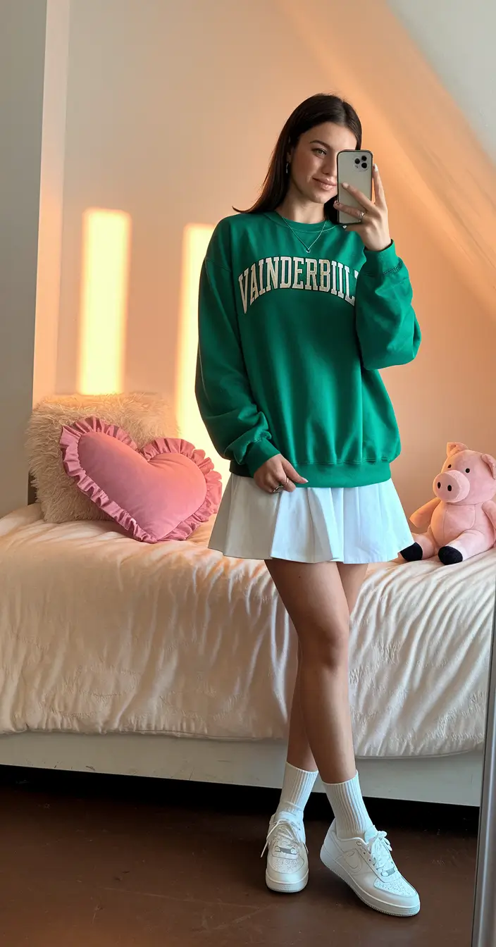 back to school outfits - cute ideas 2025 Varsity Dreaming in Emerald Green