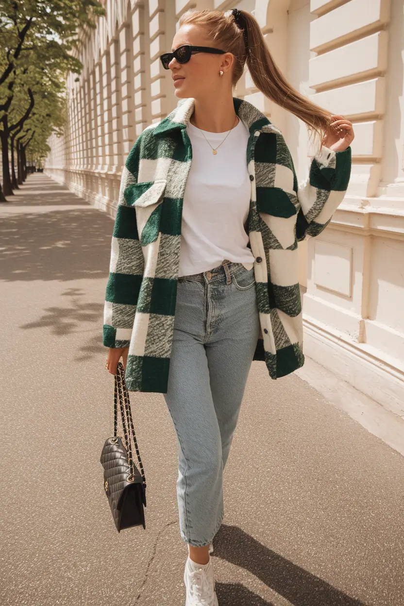 back to school outfits - cute ideas 2025 Downtown Cool in a Checkered Jacket