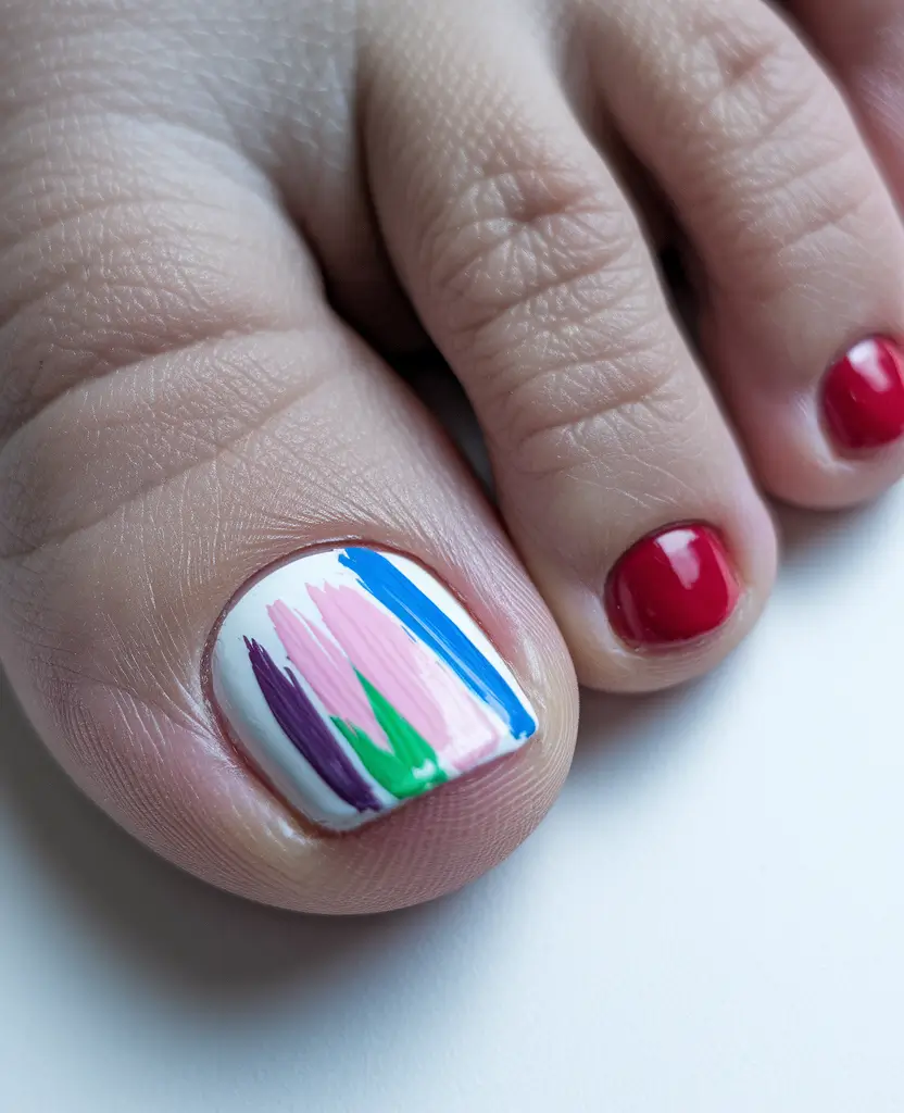 beach toe nails ideas 2025 Brushstroke Pop-Art Expression