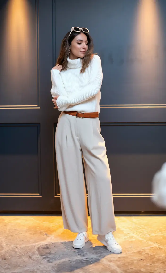fall business casual outfits 2025 Ivory on Ivory: Soft and Elevated