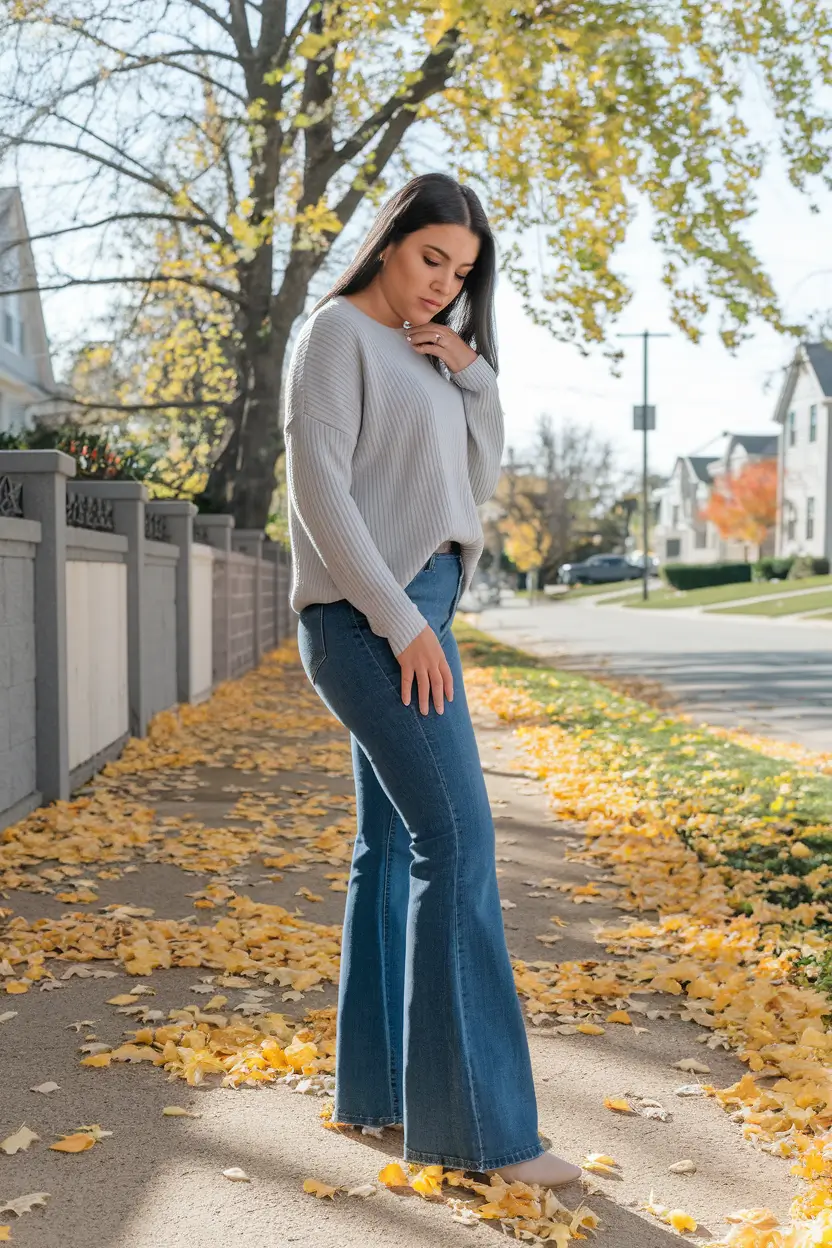 fall outfits latina women Effortless Everyday: The Cozy-Chic Knit and Flare