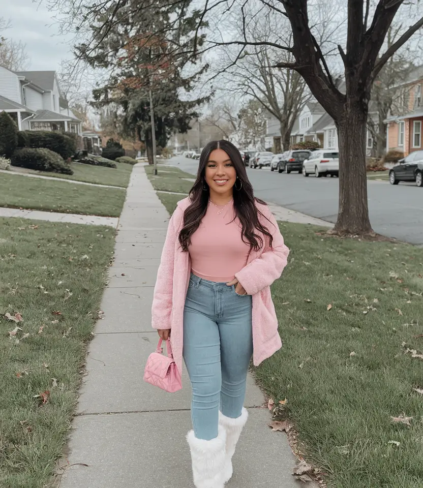 fall outfits latina women Pink Sugar with Cozy Energy