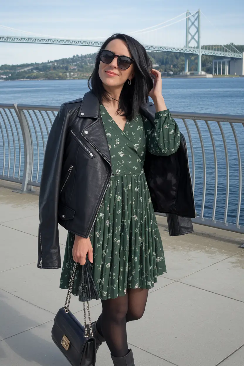 cute fall outfits for women 2025 Feminine Florals with a Leather Edge