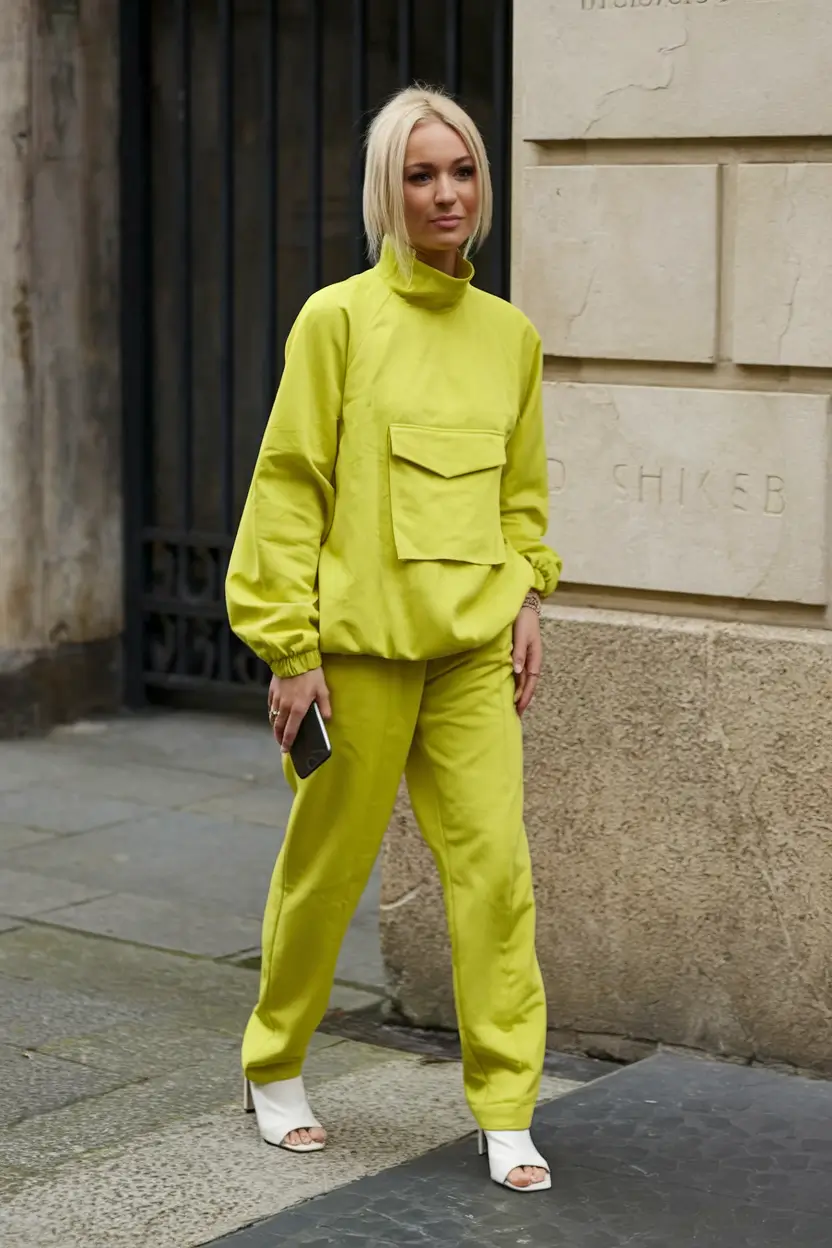 early fall outfits ideas 2025 Bold Utility in Vibrant Chartreuse