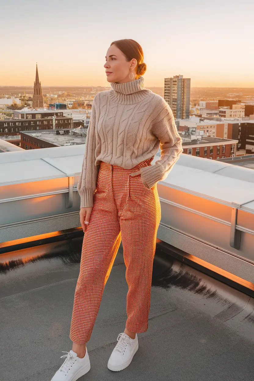 early fall outfits ideas 2025+Textured Neutrals with a City Glow