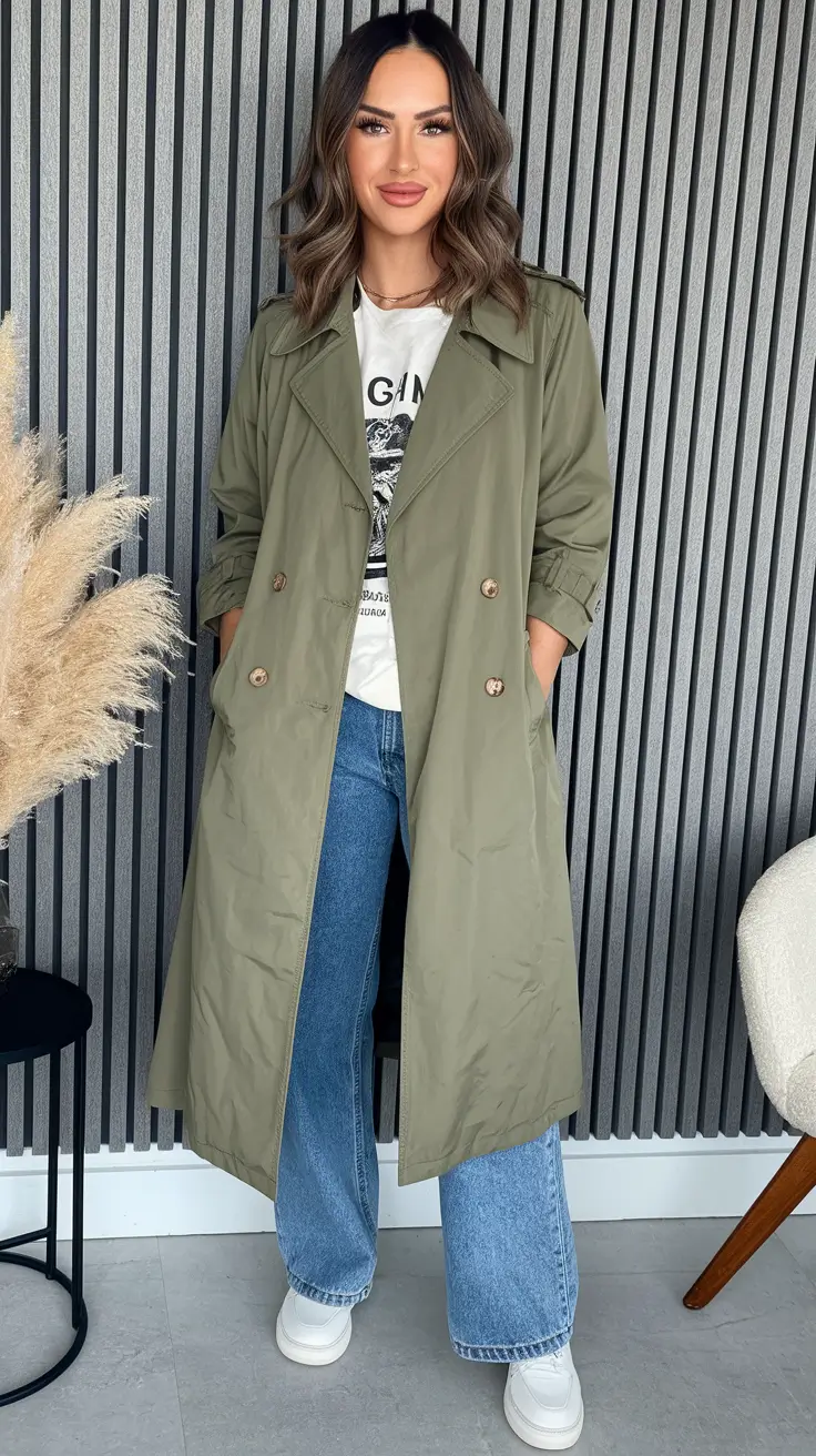fall outfits ideas casual+The Effortless Trench & Denim Combo