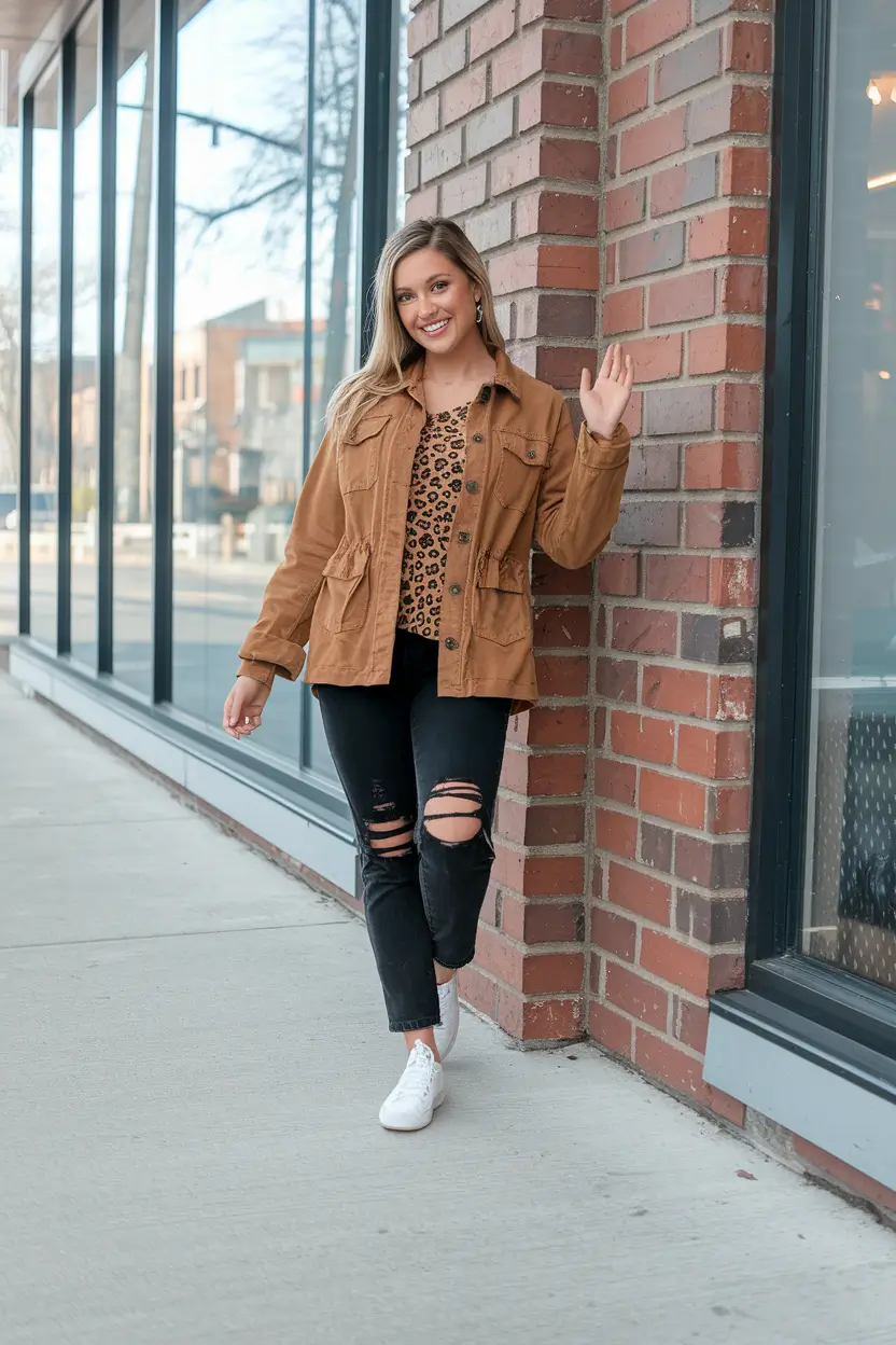 fall transition outfits shorts Earthy Tones and Ripped Denim: Casual Edge