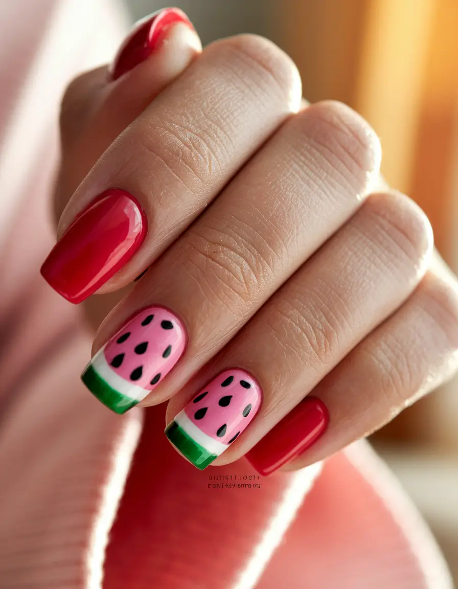 end of summer nails 2025 Watermelon French for the Win