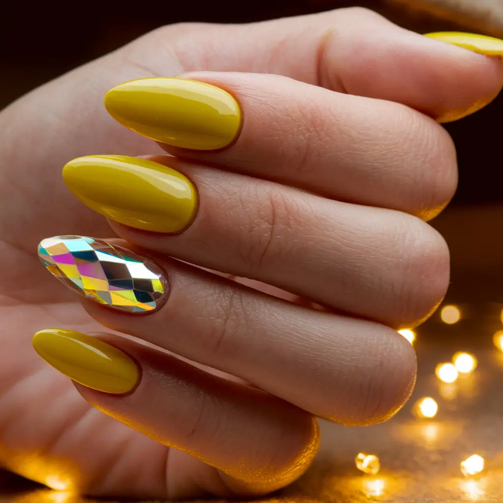 end of summer nails 2025 Lemon Chrome with a Twist