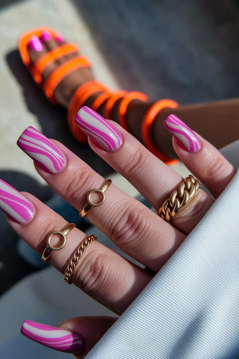 end of summer nails 2025 Barbiecore Meets Beachwave