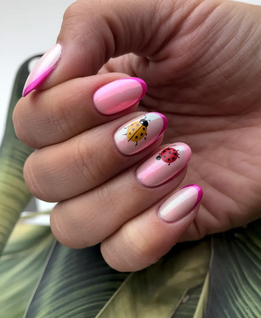 end of summer nails 2025 French Ladybugs & Summer Shine