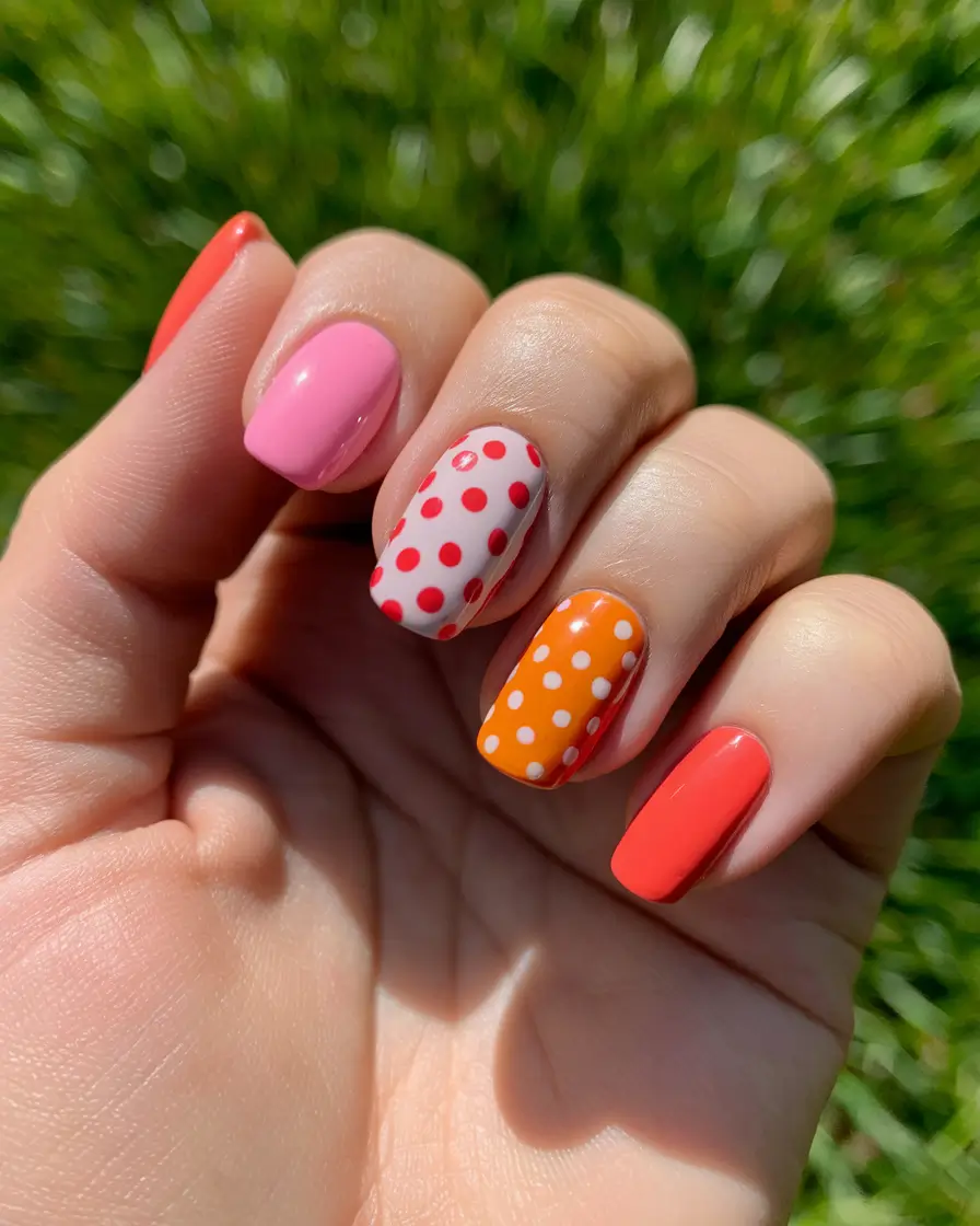 end of summer nails 2025 Playful Dots & Bright Candy Colors