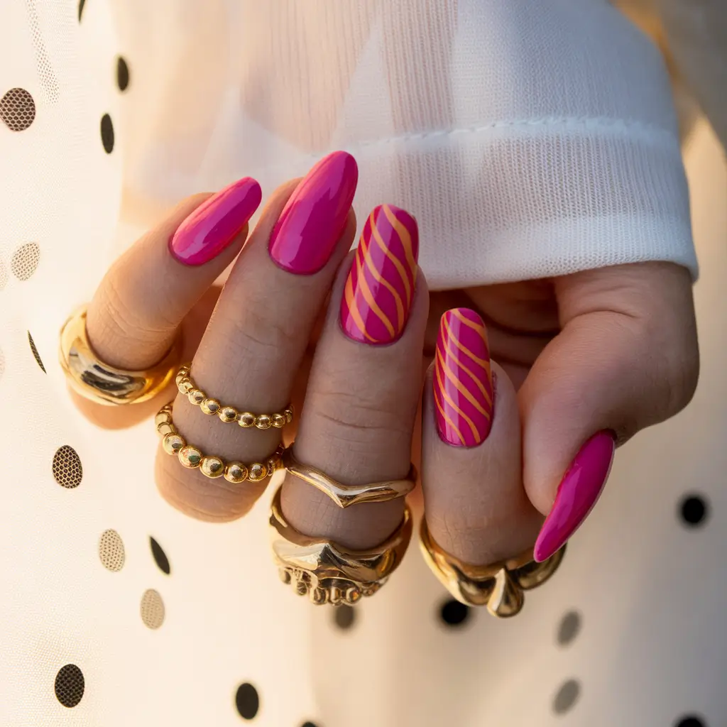 end of summer nails 2025 Pink Waves and Glossy Drama