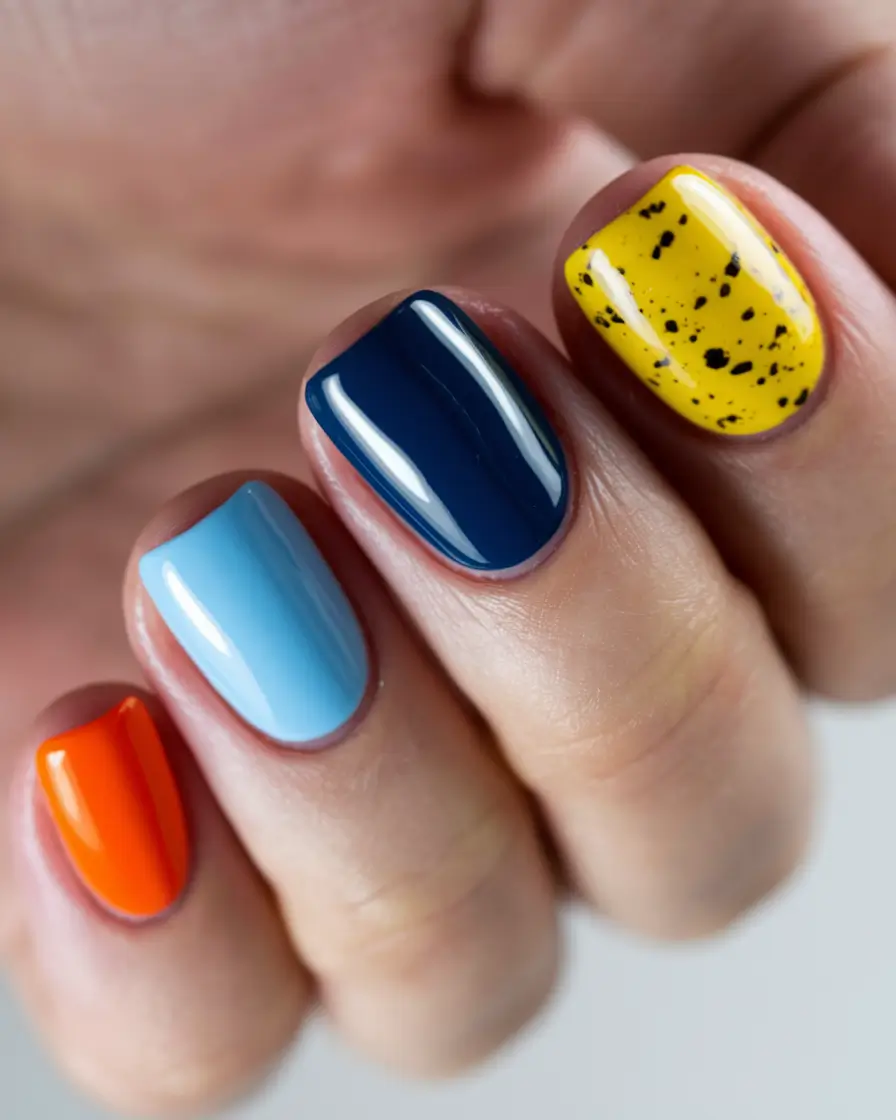 end of summer nails 2025 Modern Primaries with a Splash of Edge