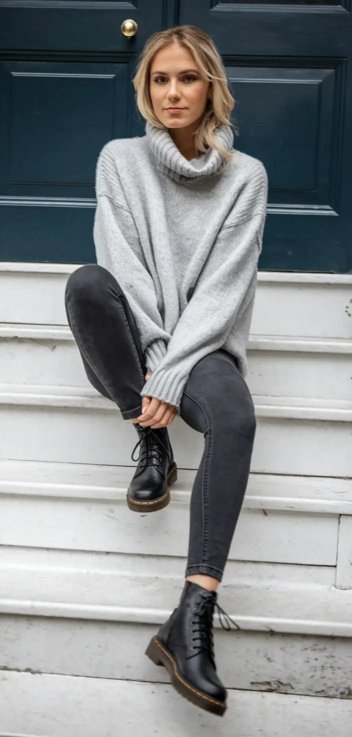 fall outfits women over 30 Cozy Downtown with a Grunge Kick