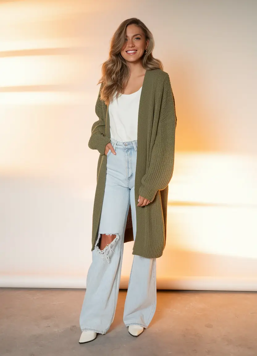 fall fashion inspo women Casual Drape and Ripped Denim, Reinvented
