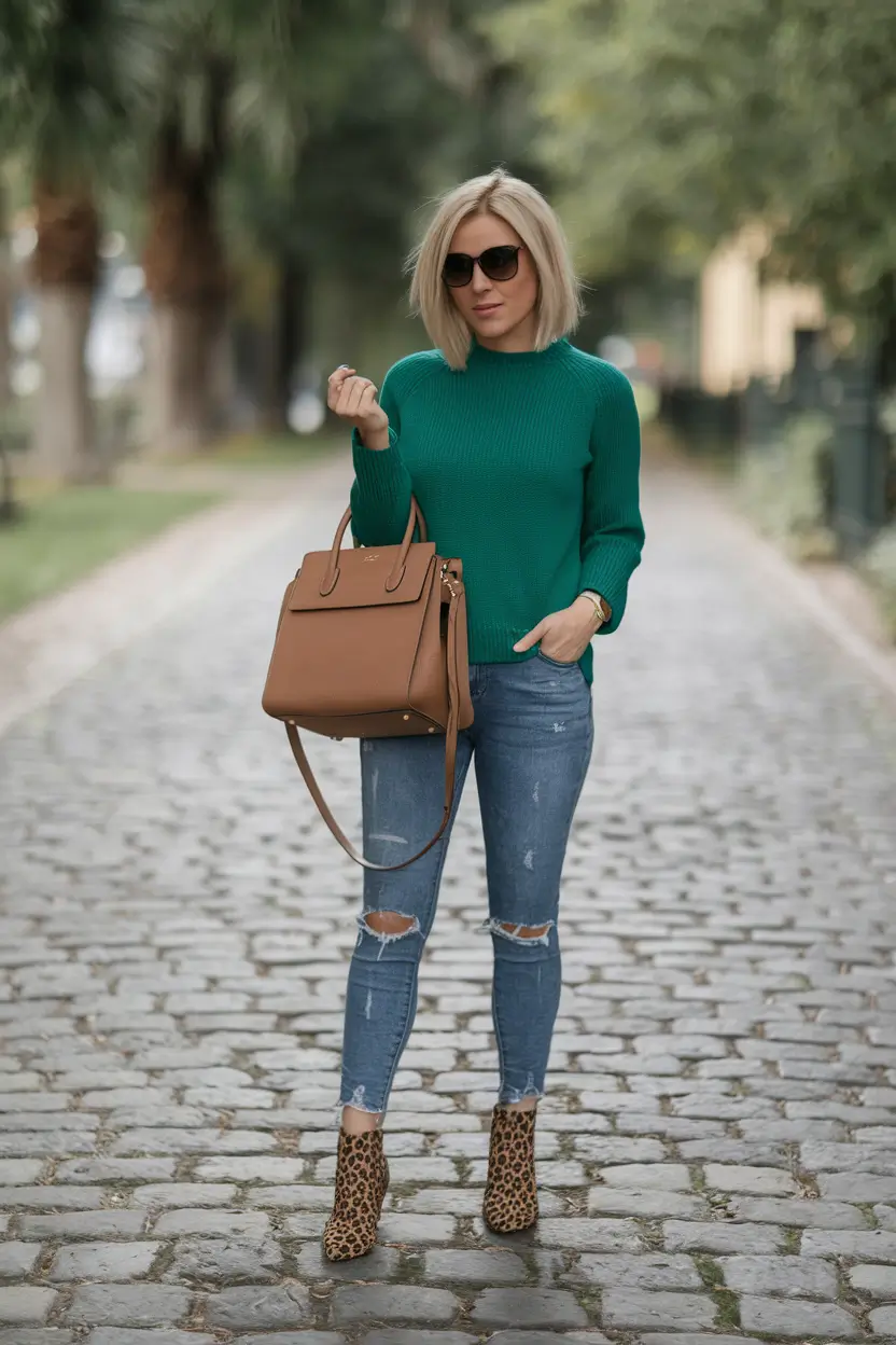 fall fashion inspo women Bold Color Blocking with a Pop of Print