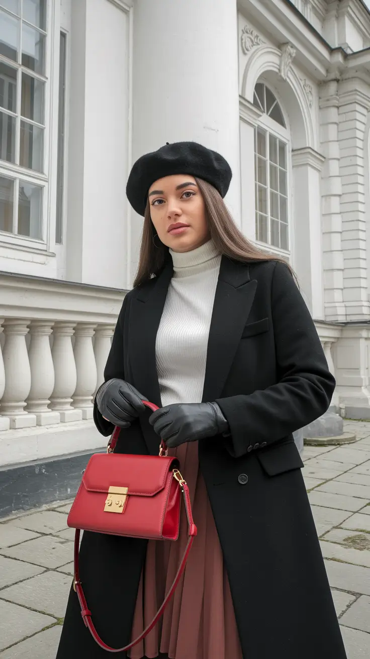fall fashion inspo women Classic French with a Red Accent Twist