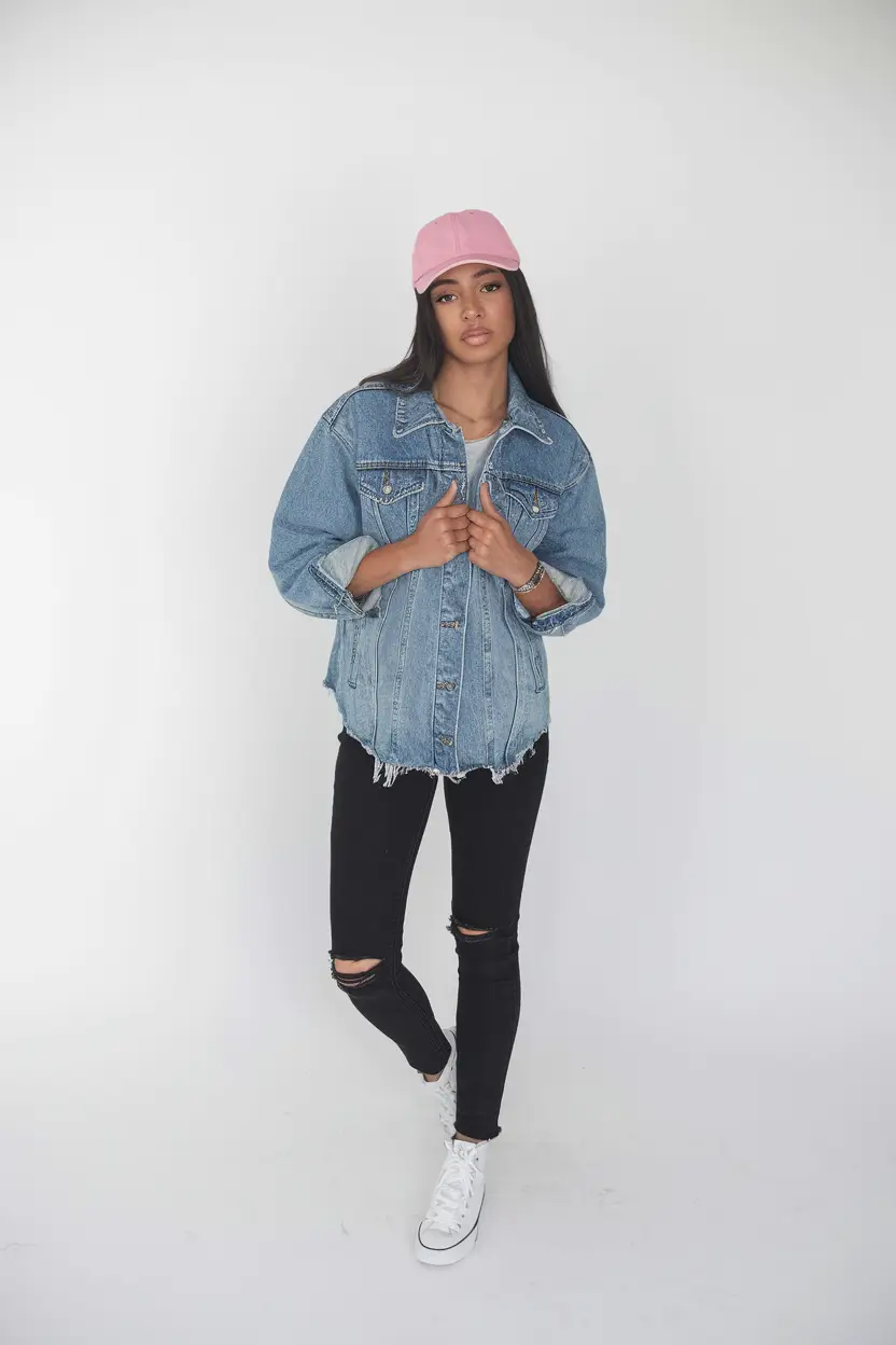 fall outfits casual Denim and Ripped Black: Classic Rewritten