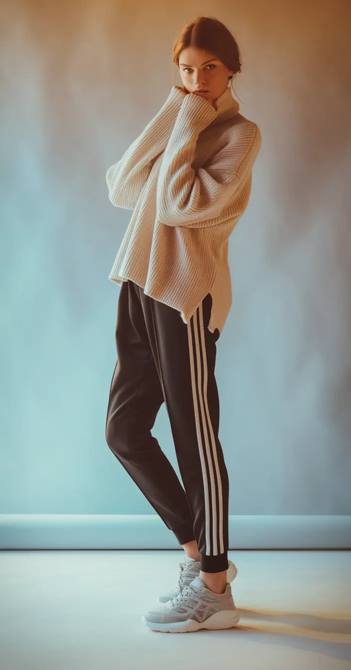 fall outfits 2025 Cozy Contrast: Knit and Track