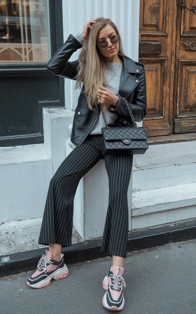 fall outfits 2025 Edgy Layers with Pinstripe Confidence