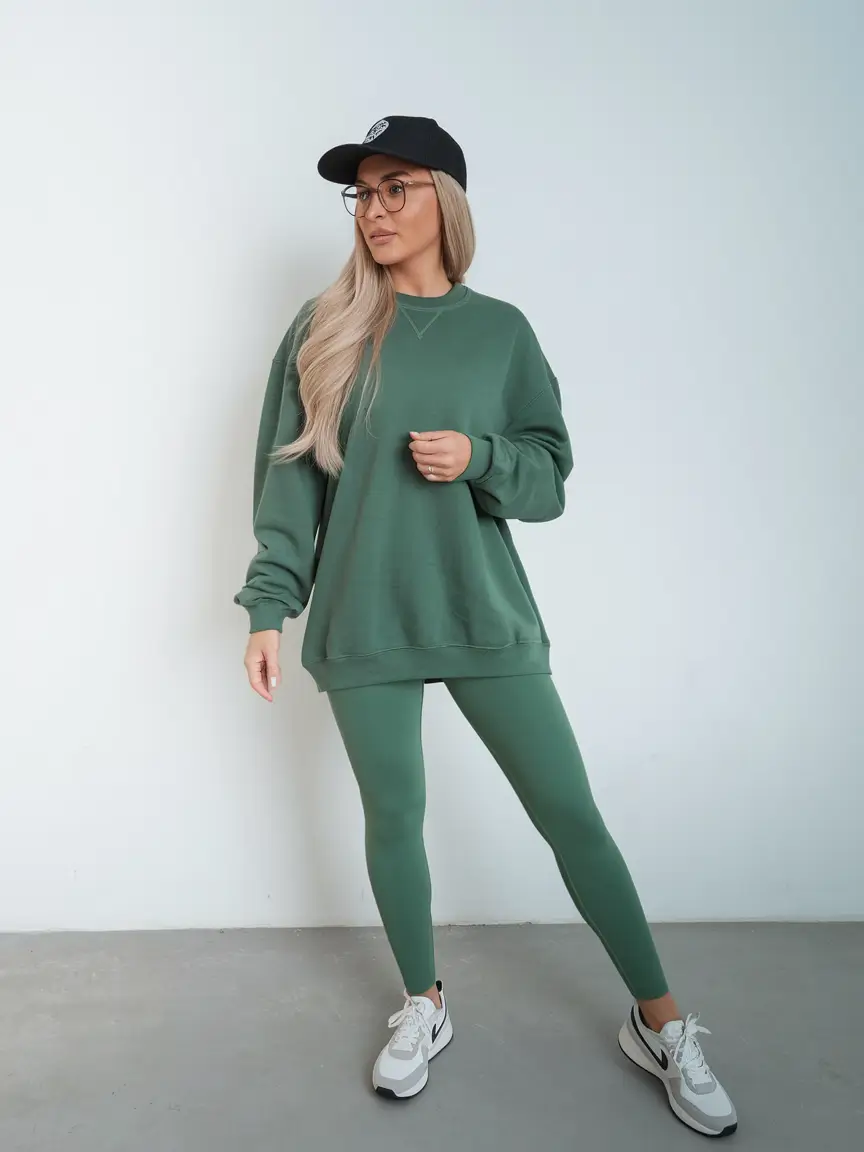 fall outfits casual All-Green Matching Set With Sporty Spirit