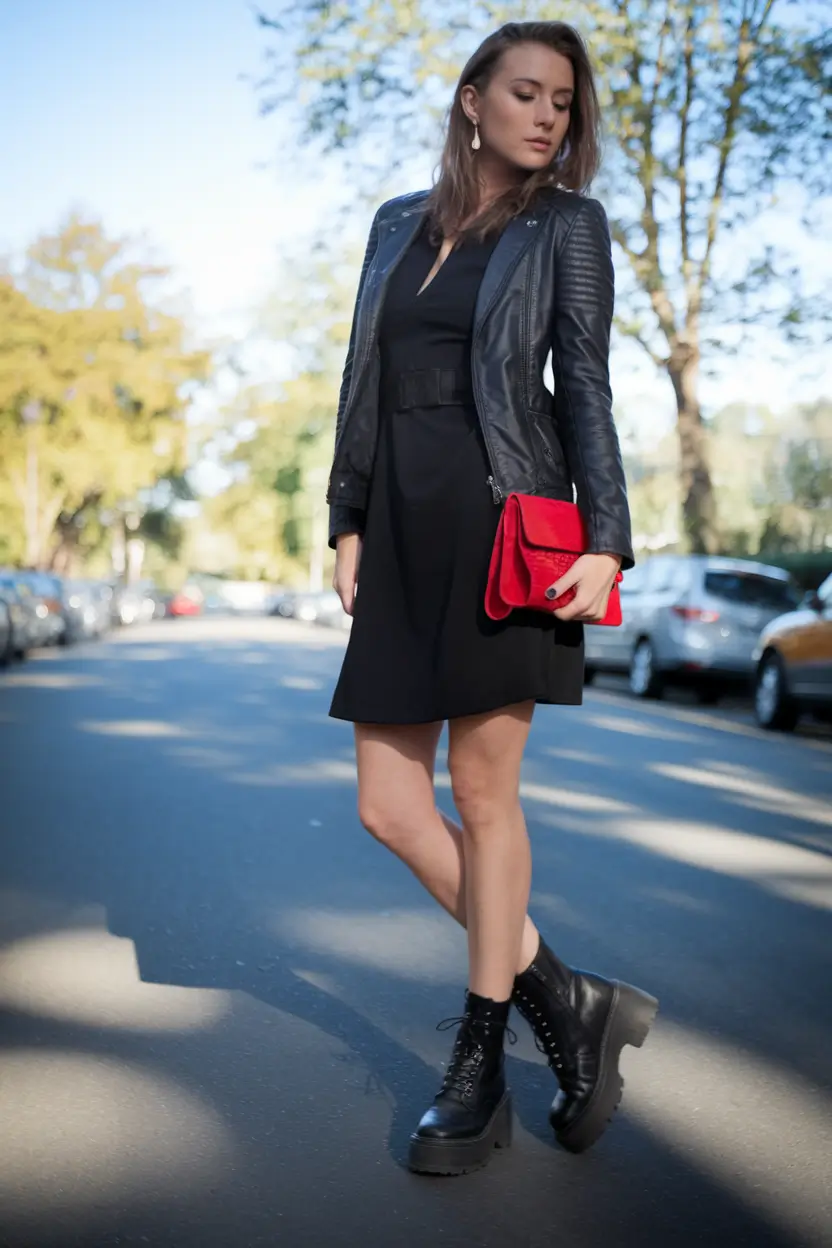 fall outfits black women All-Black Power with a Pop of Red