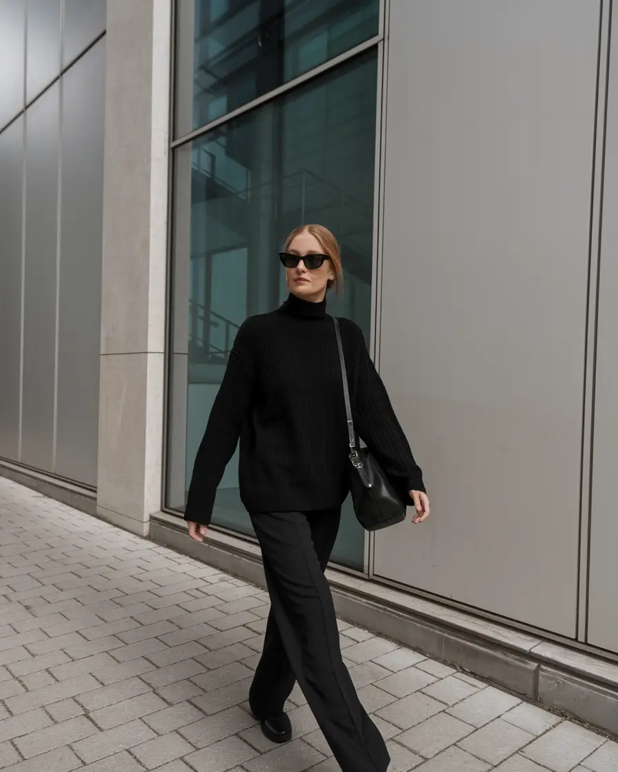 everyday fall outfits business casual Modern Monochrome: Black on Black Done Right