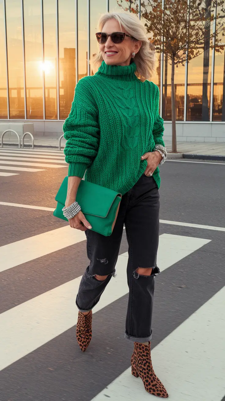 fall outfits for women over 40 Power Color Pop Meets Street Style Sass