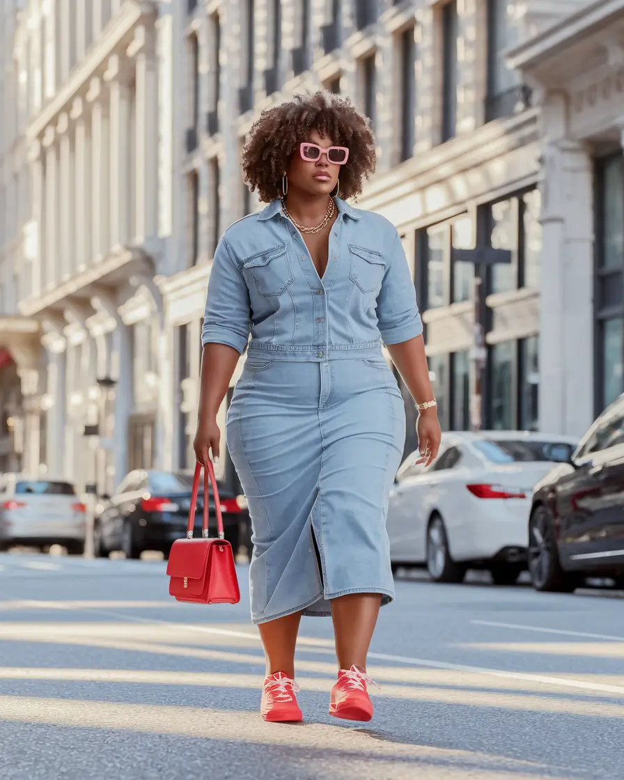 plus size fall fashion 2025-2026 Double-Denim Gets a Street Style Upgrade