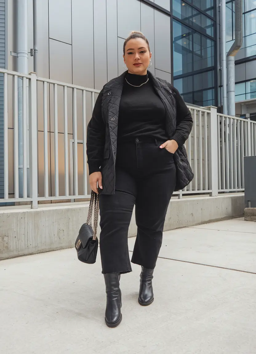 plus size fall fashion 2025 Monochrome Chic for Every Power Move