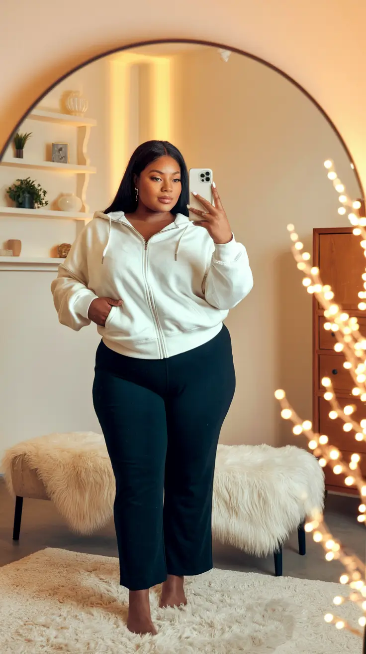 plus size fall fashion 2025 big stomach Effortless Lounge Vibes Done Right