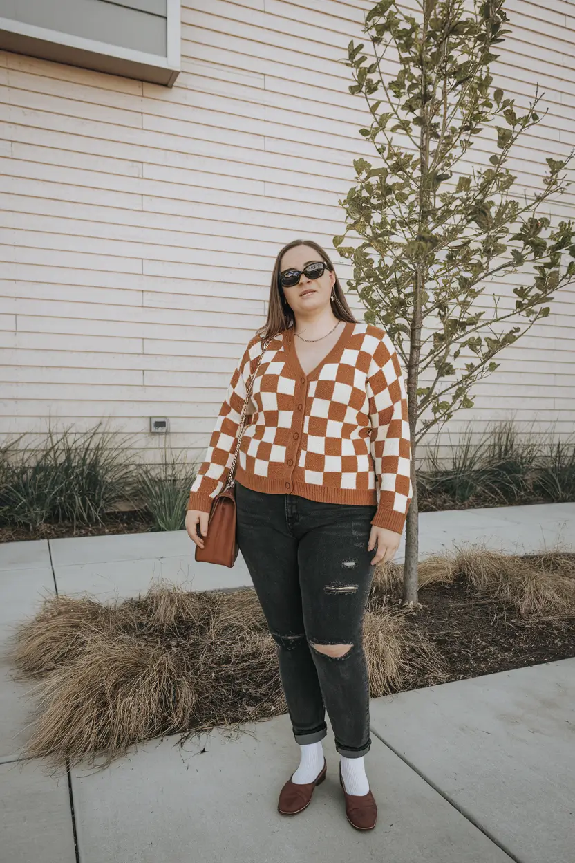 plus size fall fashion casual Checkerboard Casual: A Nod to 90s Cool