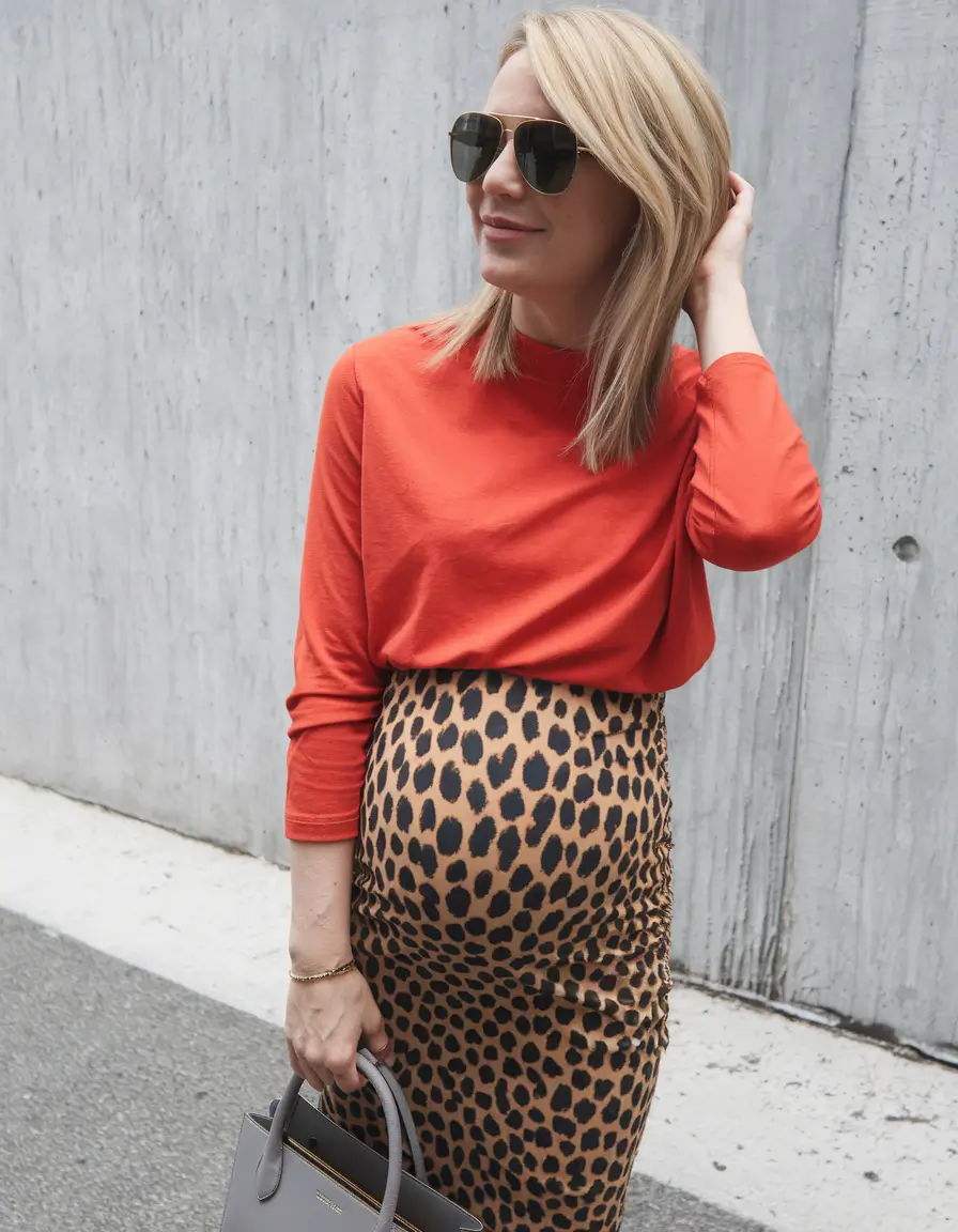 fall outfits for pregnant women 2025 Color Pop Meets Fierce Prints