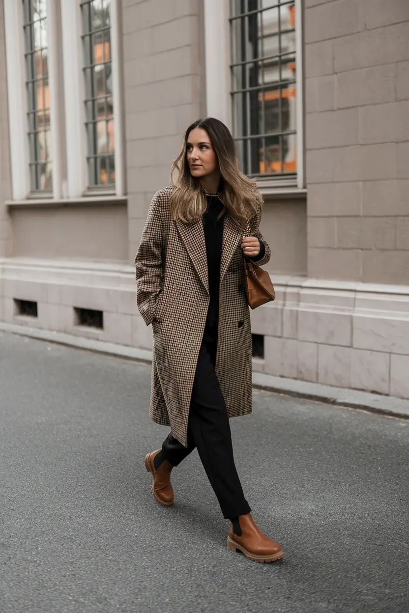 fall outfits with boots Houndstooth with Practical Edge